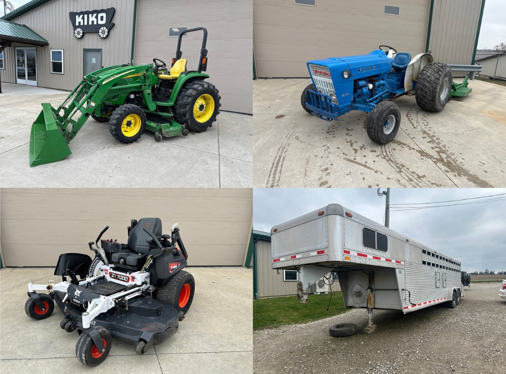 Public Auction Sale JD Tractor, Bobcat Zero Turn, Vehicles, Trailers