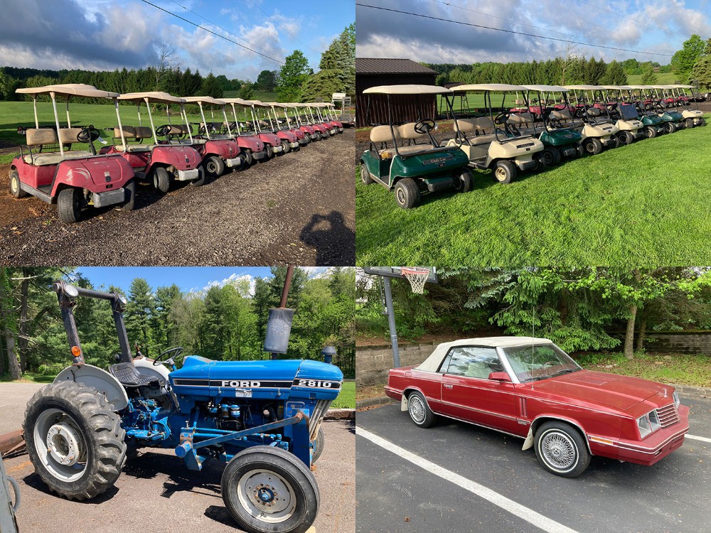 Public Auction Sale Golf Carts Tractors Dodge Convertible Lisbon, OH