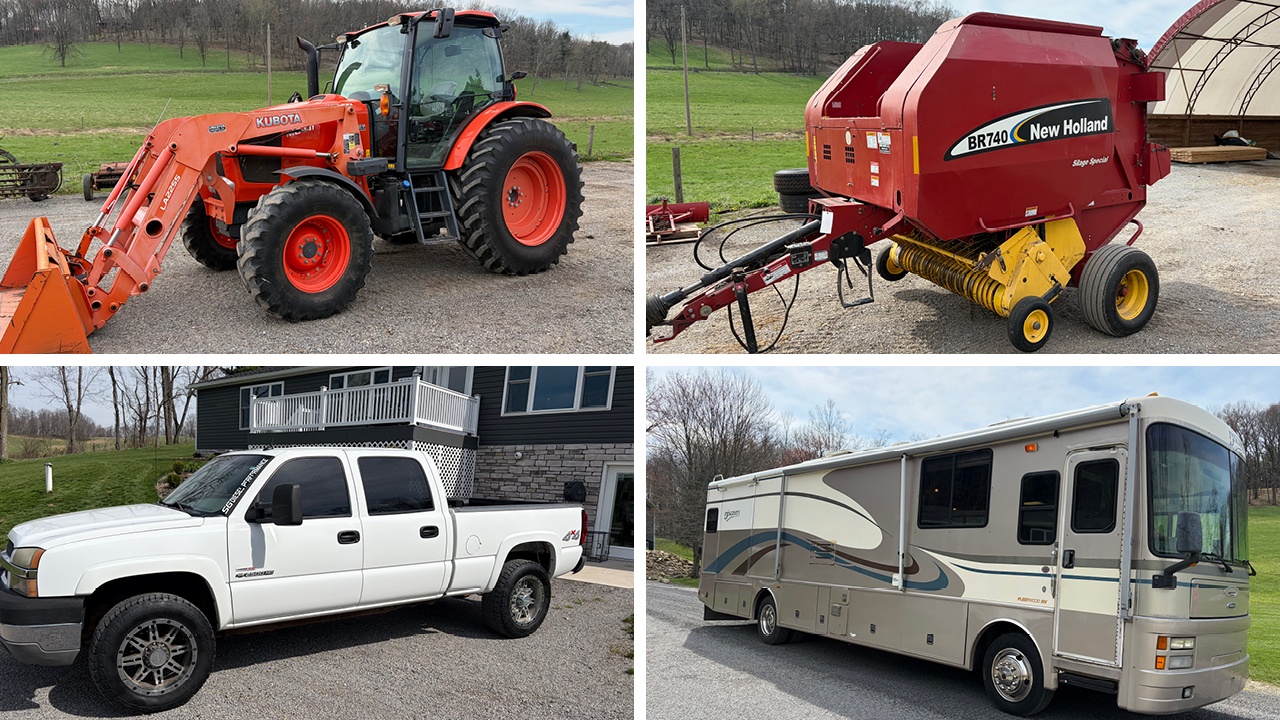 Public Auction Sale: Tractors, Motorhome, Truck, Trailer - Minerva, OH